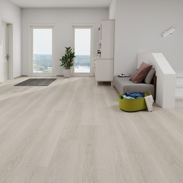 12mm Light Gray Waterproof Black Core Luxury Laminate Flooring 9" x 60"